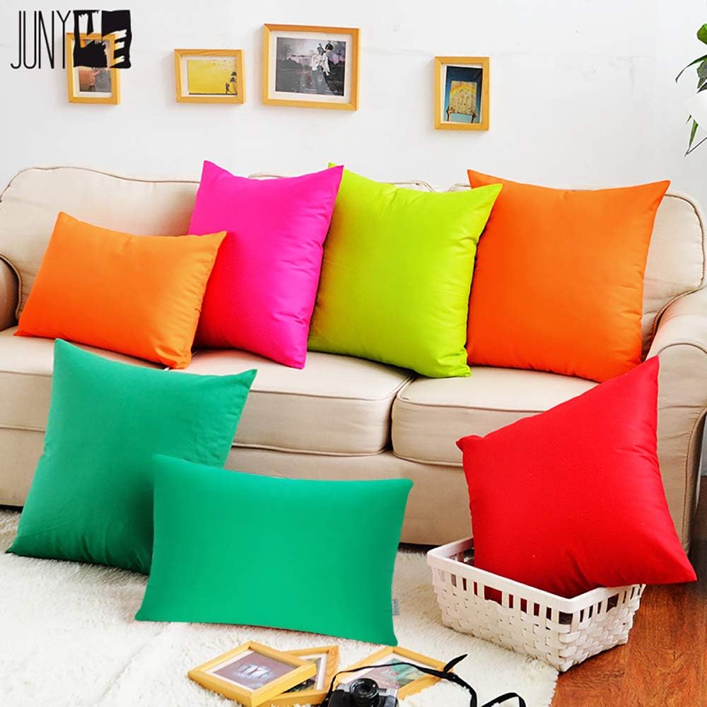 Thmyo 4-Pack 100% Cotton Lumbar Comfortable Solid Decorative Throw Pillow Case, Thmyo Rectangle Cushion Cover Pillowcase Sublimation Blank P…