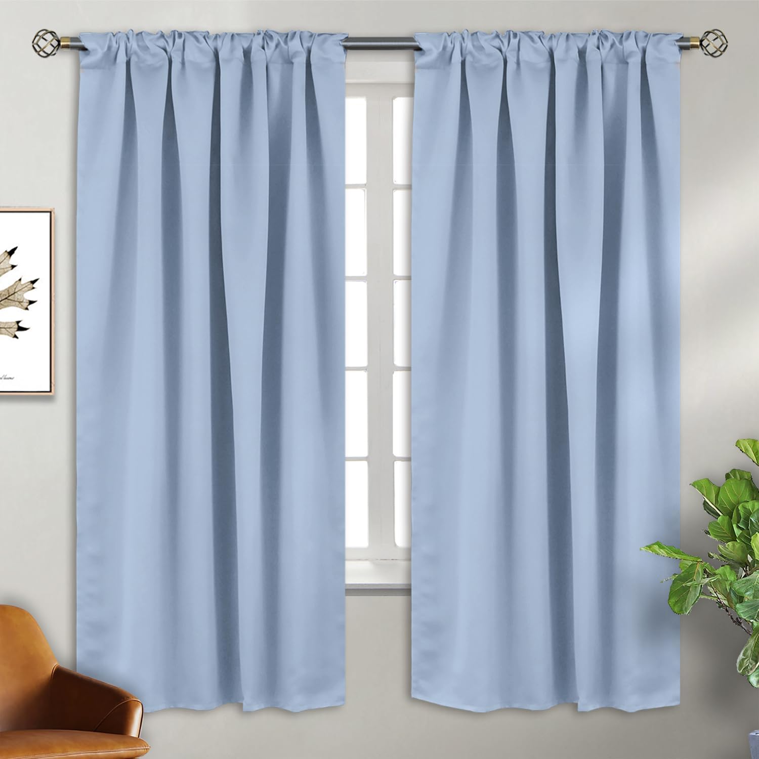 BGment Rod Pocket and Back Tab Curtains for Bedroom - Thermal Insulated Room Darkening Curtains for Living Room, 2 Window Curtain Panels (4…