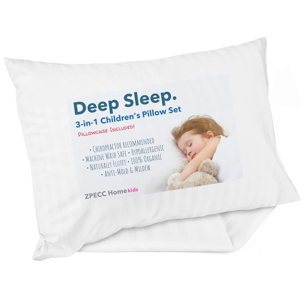 ZPECC-ABrandThatHasBeenFocusedOnBeddingFor20Years ZPECC Toddler Pillow with Pillowcase - 13x18 Organic Cotton Hypoallergenic Kids Pillow, B…