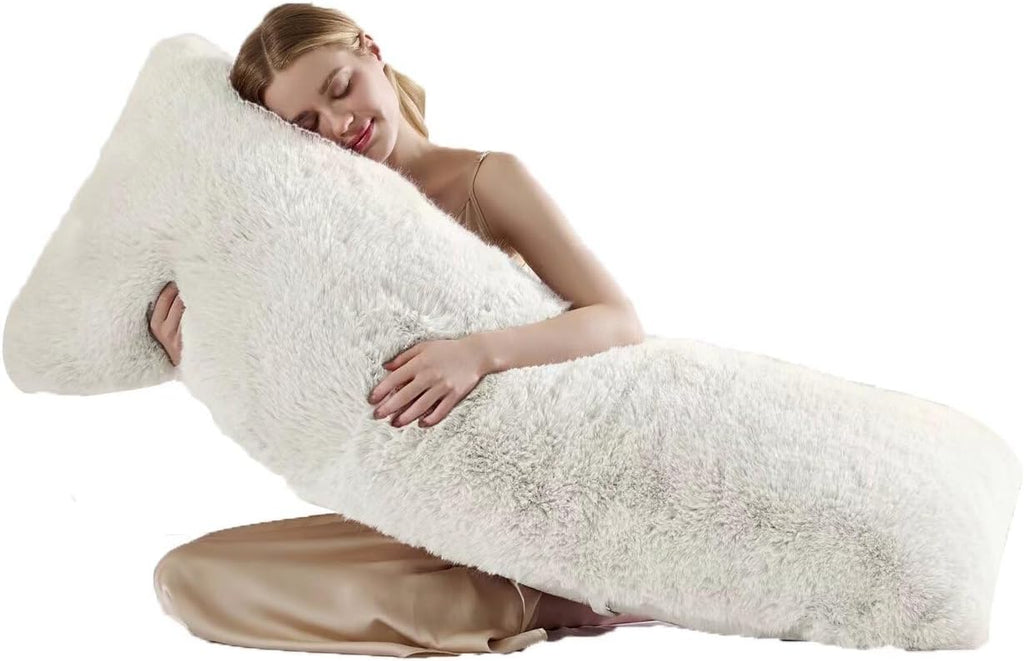 HKMR 20x54 inch Luxury Fluffy Body Pillow Cover(No Filling), Shaggy Furry Body Pillowcase with Zipper, Soft Decorative Plush Full Long…