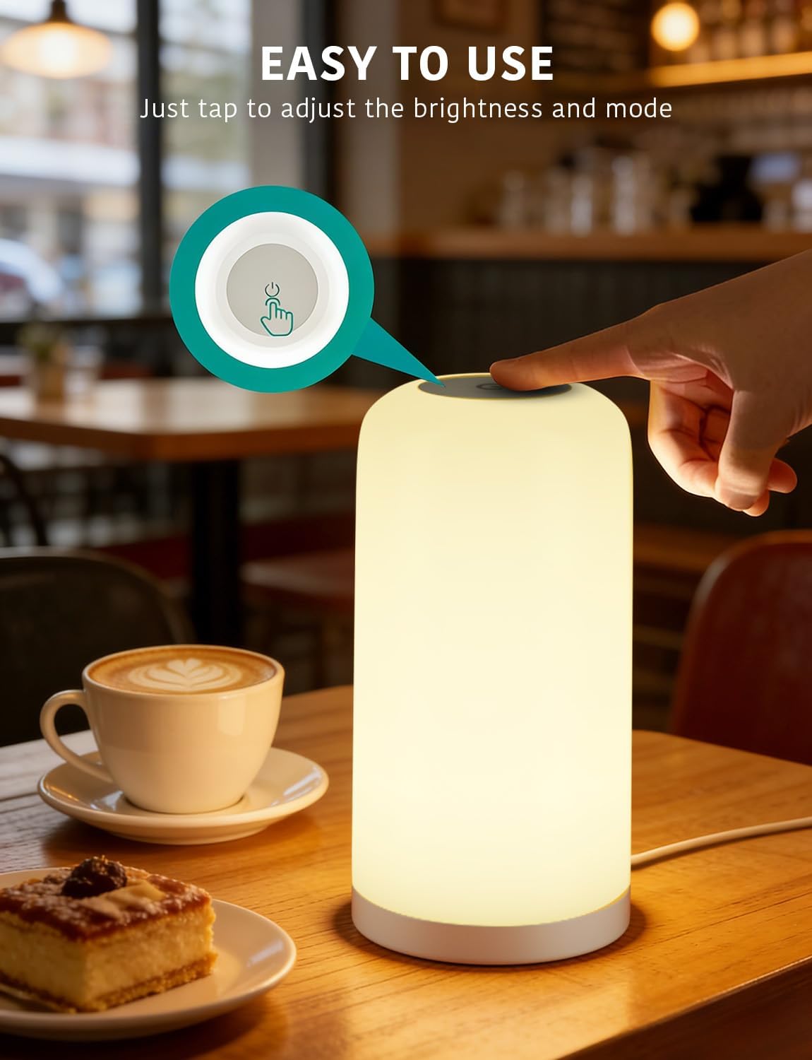 DAYBETTER BGRIC Smart Bedside Lamps, Touch Lamps for Nightstand, LED Lamp Compatible with Alexa and Google Home, Color Changing Lamp for…