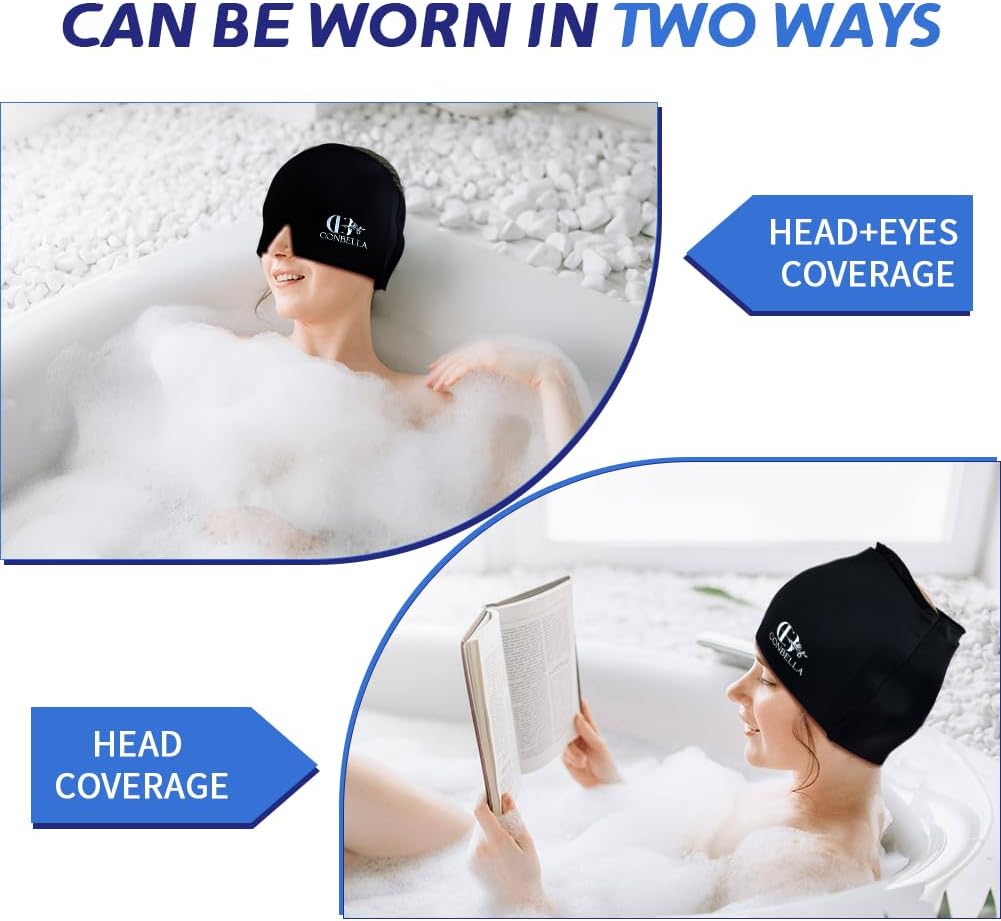 Conbella Migraine Relief Cap, Soothing Headache Ice Face Mask Products, Hot and Cold relaxation, Migraine Headache Relief Cap for…