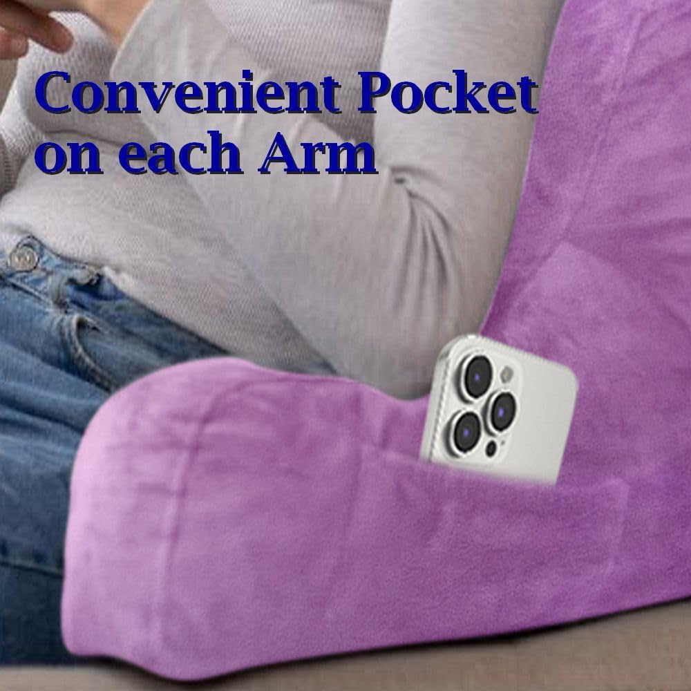 ComfortSpa Reading Pillow Replacement Cover for 19 inch Back Rest Pillow, Polyester Velour Machine Wash and Dry (Lavender)