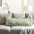Cottonprintclub CPC Hand Block Print Agate Green Ruffle Sham Pillow Cover 36" x 14" inch Hidden Zipper Decorative Pillowcase for Couch, Bed…
