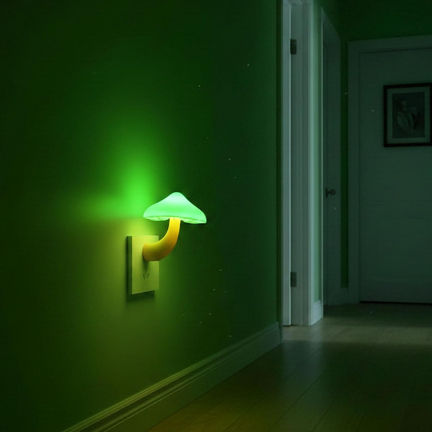 APAKI LED Mushroom Night Light Plug in Lamp Green, 4 Pack Light Sensor Night Lights Plug into Wall, Dusk to Dawn Sensor Night Light…
