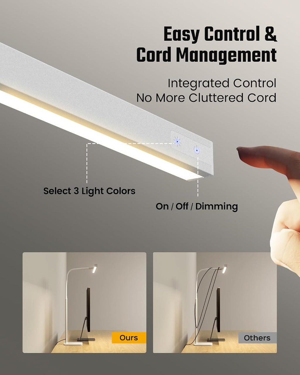 SUPERDANNY LED Desk Lamp for Home Office, Eye-Caring Desk Light with Base, 12W Touch Control 3 Colors Dimmable Brightness, Gooseneck…