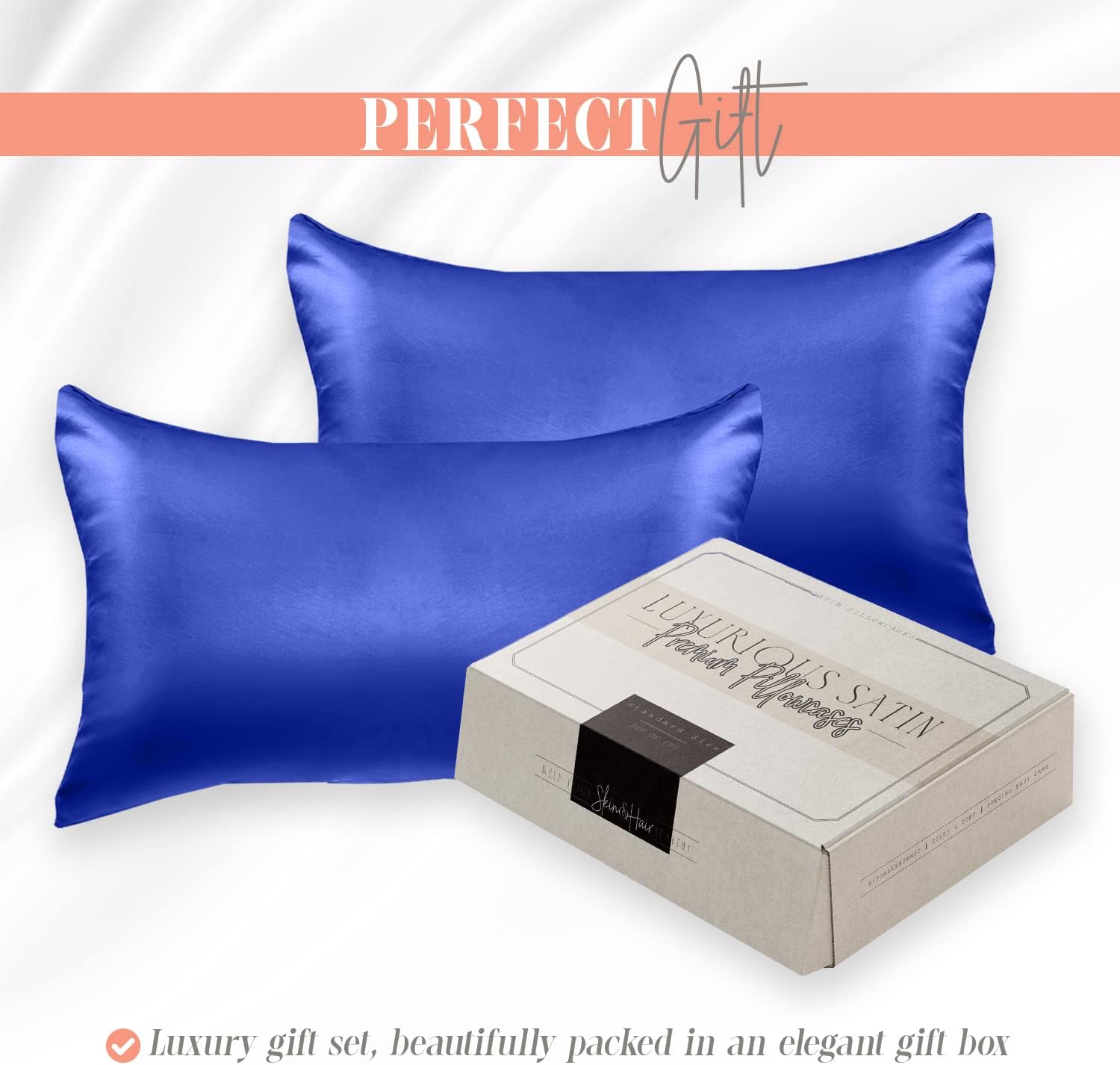 Elegantcomfort Elegant Comfort Silky and Luxurious 2-Piece Satin Pillowcase Set for Healthier Skin and Hair, Hidden