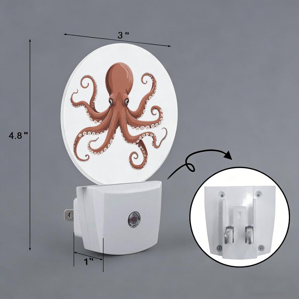 Octopus Plug in Night Light Auto Light Round Lamps Energy Saving Gift for Women Men Friends