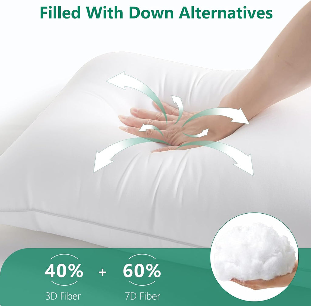HIMEET Pillows Queen Size Set of 4, Luxury Fluffy Bed Pillows for Sleeping 4 Pack, Soft and Supportive Bed Pillow with Down Alternat…
