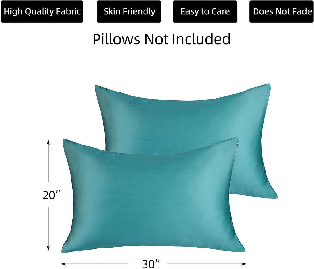 BestSeason Cotton Pillow Protectors/Cover Queen Size with Zipper 2 Pack Teal Blue Pillow Cases Cooling & Breathable Bed Pillow Protectors S…