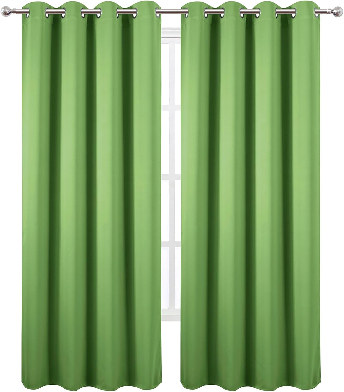Lemomo Blackout Curtains 52 x 90 Inch Long Light Green Curtains Set of 2 Panels Room Darkening Curtains for Bedroom and Living Room 90 Inch…