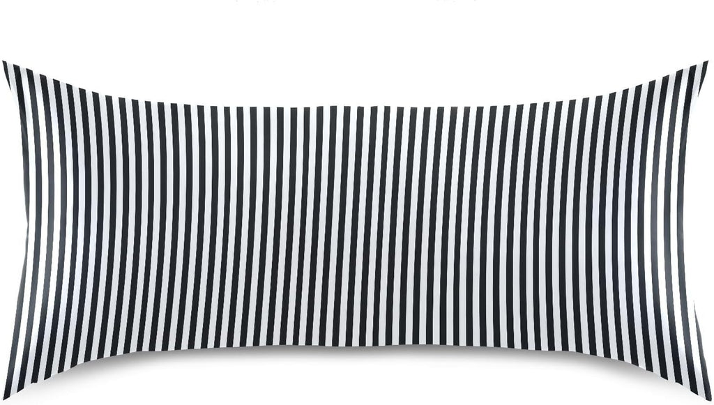 Stripe Black White Print Pillow Covers Silk Pillowcase for Hair and Skin Breathable Smooth Soft Satin Pillowcase King Size Pillow Case…