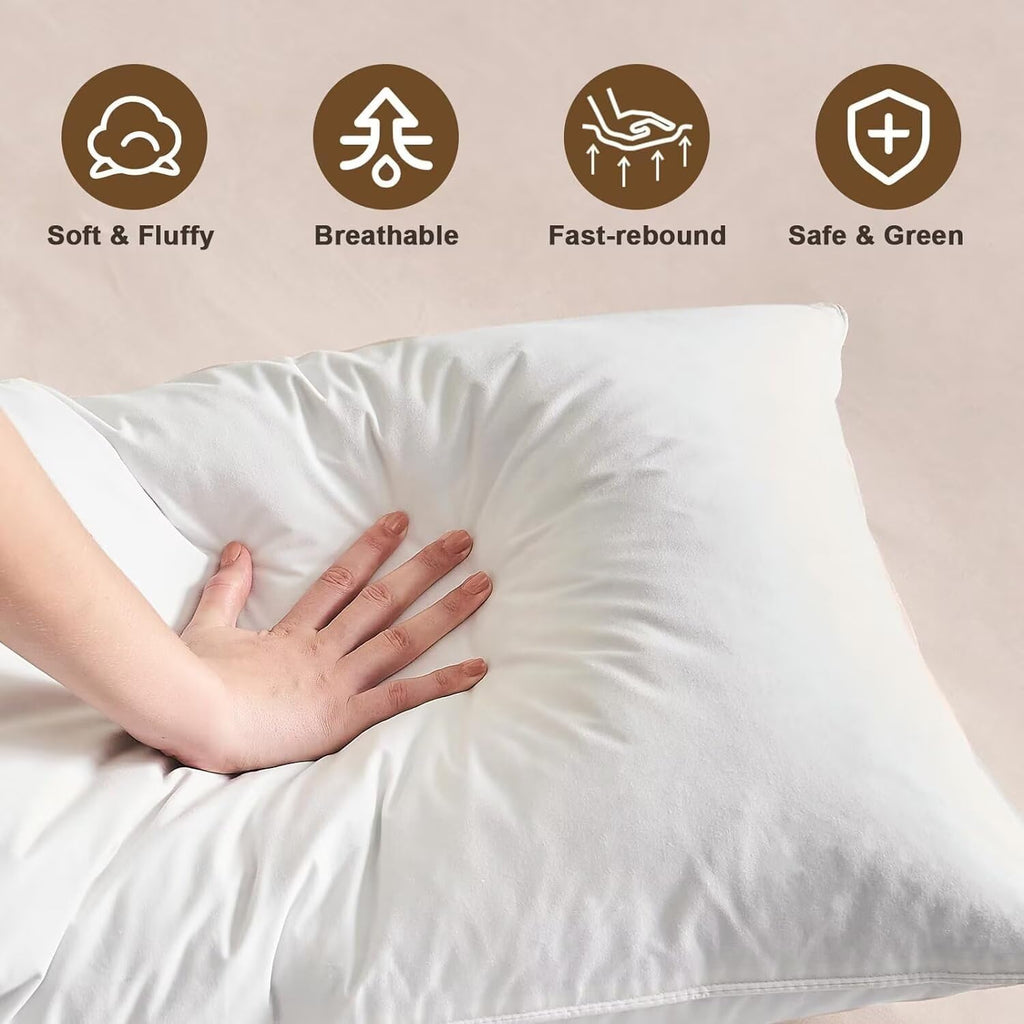 BHZHouseholdProducts BHZ Goose Down Feather Pillows Standard Size Set of 4 Pack, Luxury Hotel Alternative Collection Bed Pillow for Sleepin…