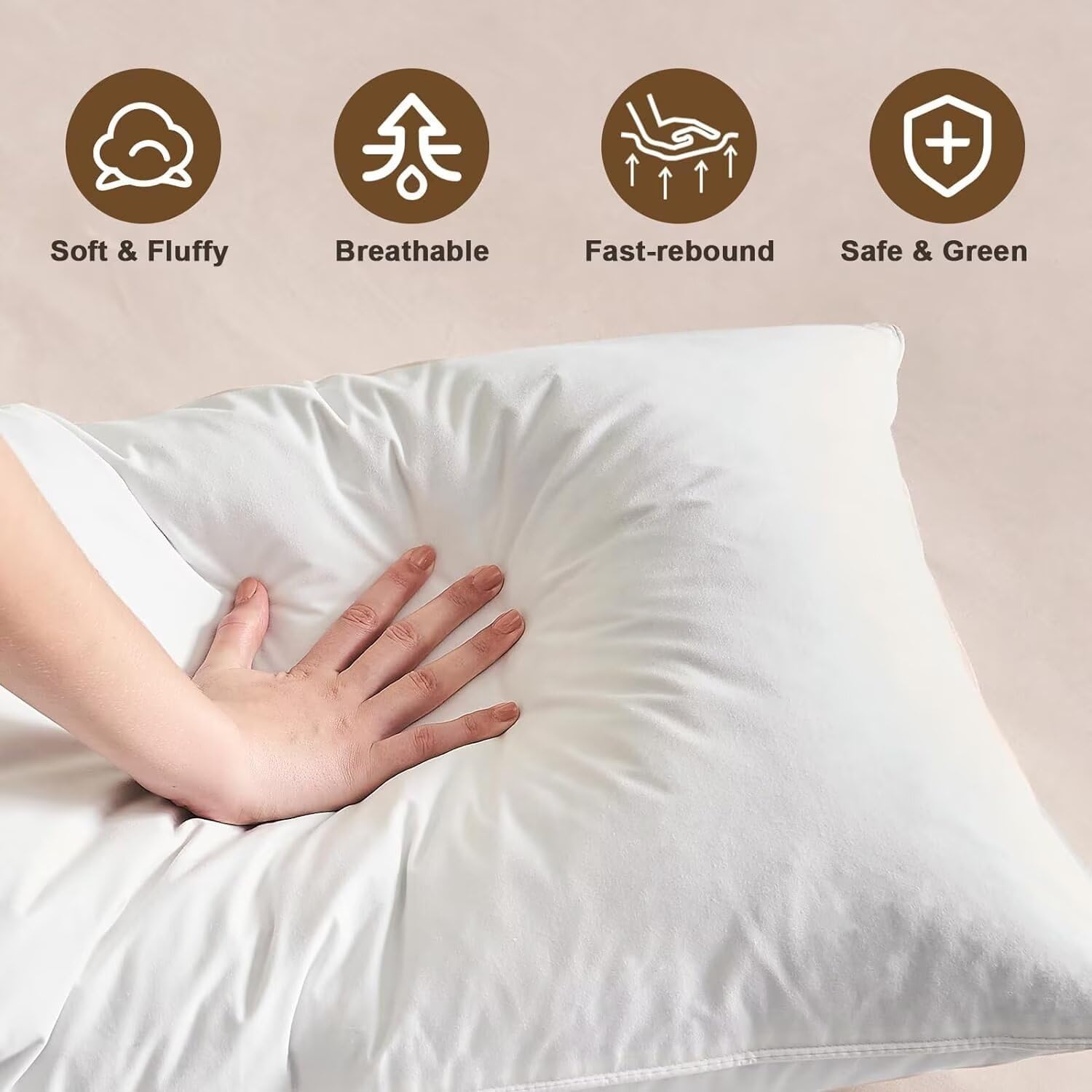 BHZHouseholdProducts BHZ Goose Down Feather Pillows Standard Size Set of 4 Pack, Luxury Hotel Alternative Collection Bed Pillow for Sleepin…