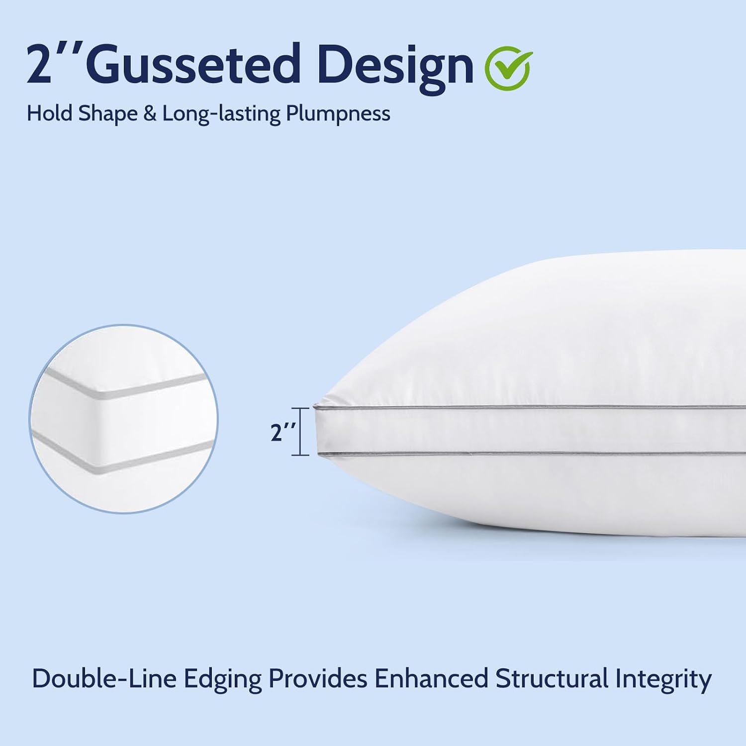 Roumea Pillows Queen Size Set of 2, Gusseted Bed Pillows for Sleeping 2 Pack, Luxury Hotel Quality, Supportive Queen Pillow with Soft Down…