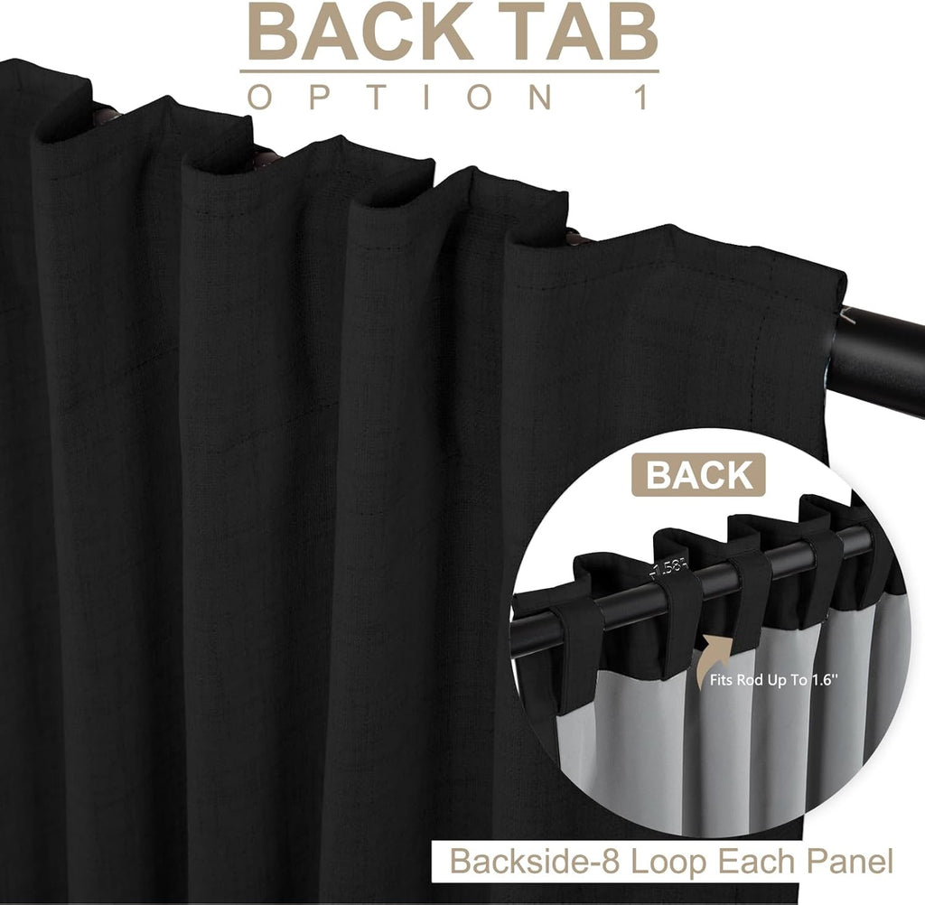 100BlackoutShield 100% Blackout Shield Linen Blackout Curtains for Bedroom 84 Inches Long, Back Tab/Rod Pocket Living Room Drapes, Thermal…