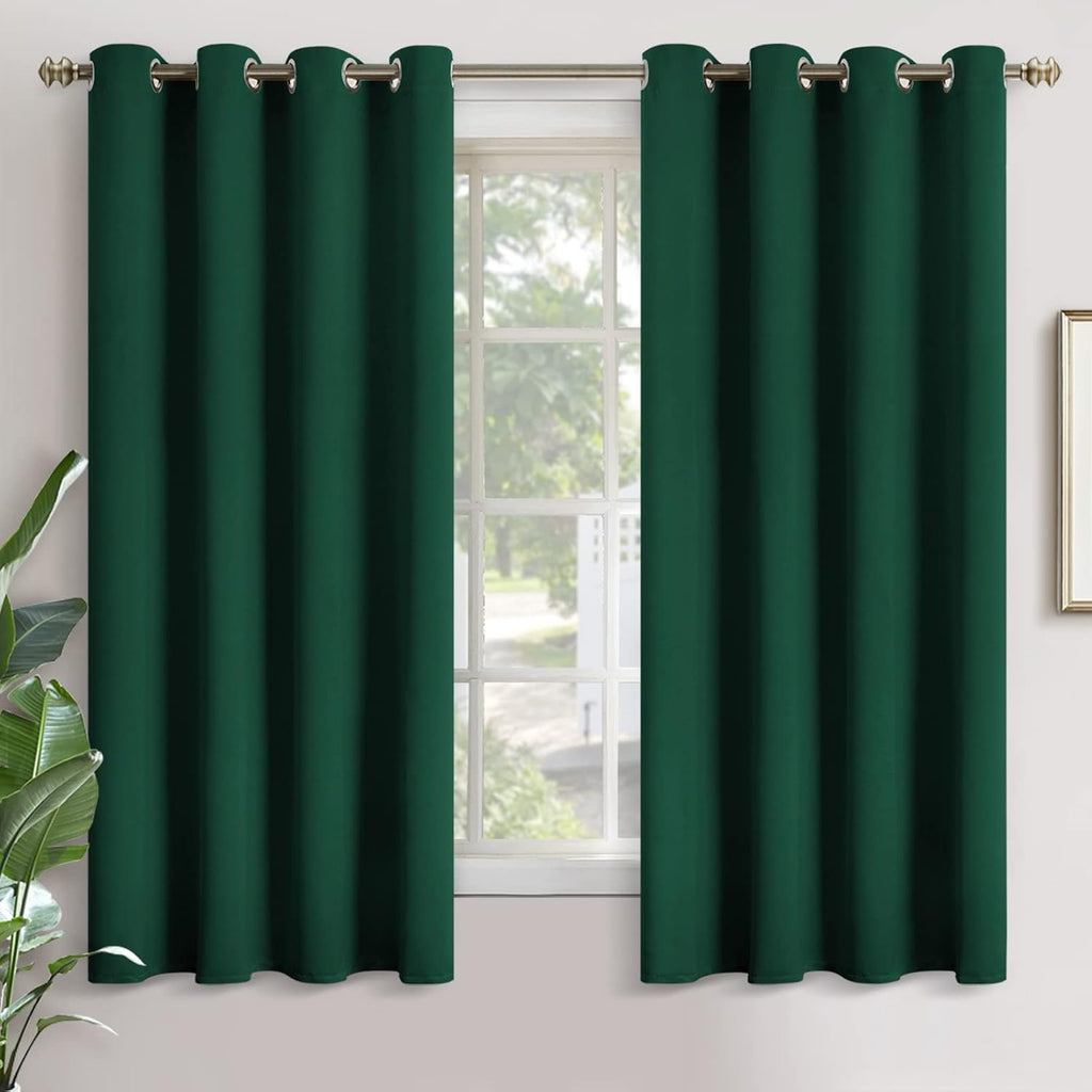 YoungsTex Emerald Green Blackout Curtains for Bedroom 63 Inches Length - Thermal Insulated with Grommet Room Darkening Curtains for Living…