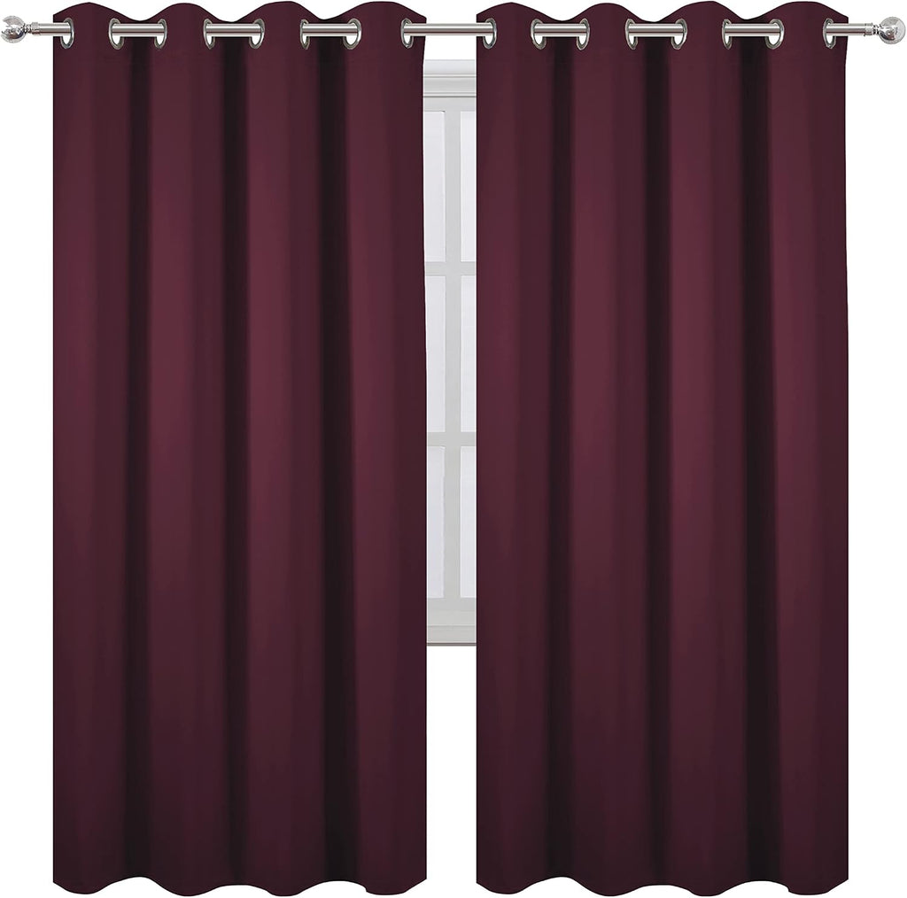 Lemomo Burgundy Red Thermal Blackout Curtains/52 x 72 Inch/Set of 2 Panels Room Darkening Curtains for Bedroom 72 Inch Red