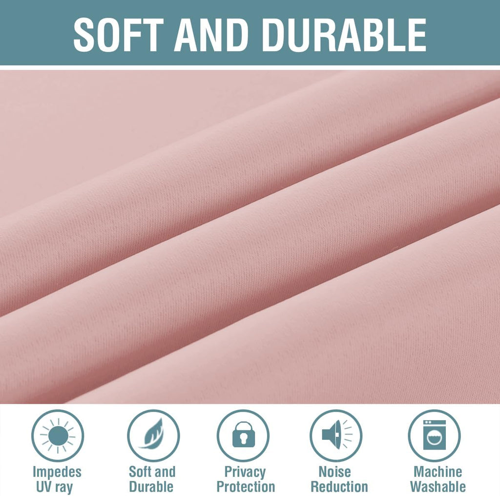 H.VERSAILTEX Pink Blackout Curtain for Living Room Thermal Insulated Window Treatment Curtain 90 inch Length Energy Saving Soli…