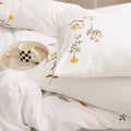 Moveover Move Over White Flower Pillow Cases Set of 2 Embroidery Flower Pillowcases King Size White Pastoral Pillow Covers Soft Washed Micr…