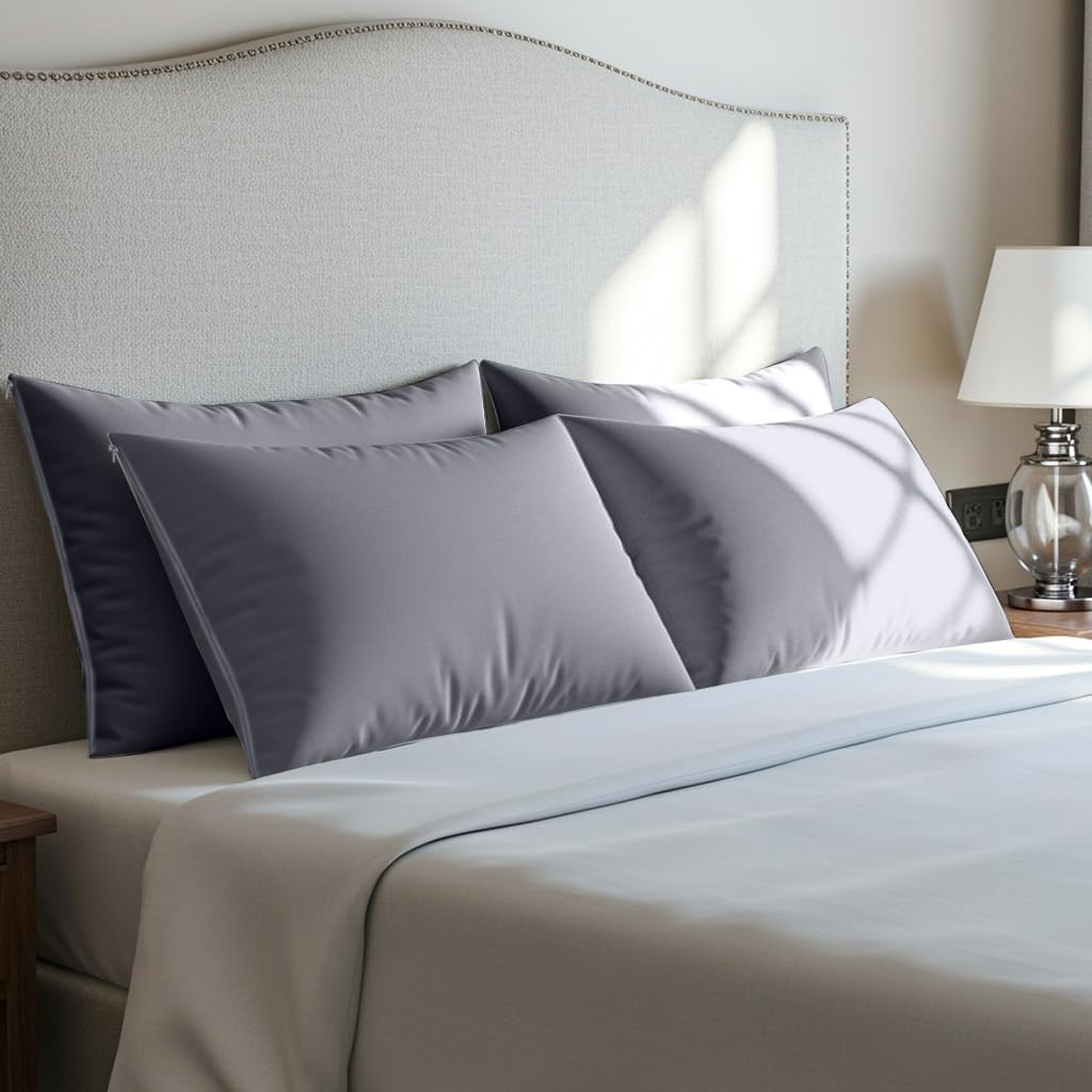 Utopiabedding Utopia Bedding 100% Waterproof Pillow Protectors with Zipper Standard Size (Set of 4), Bed Bug and Dust Mite Proof Zippered P…