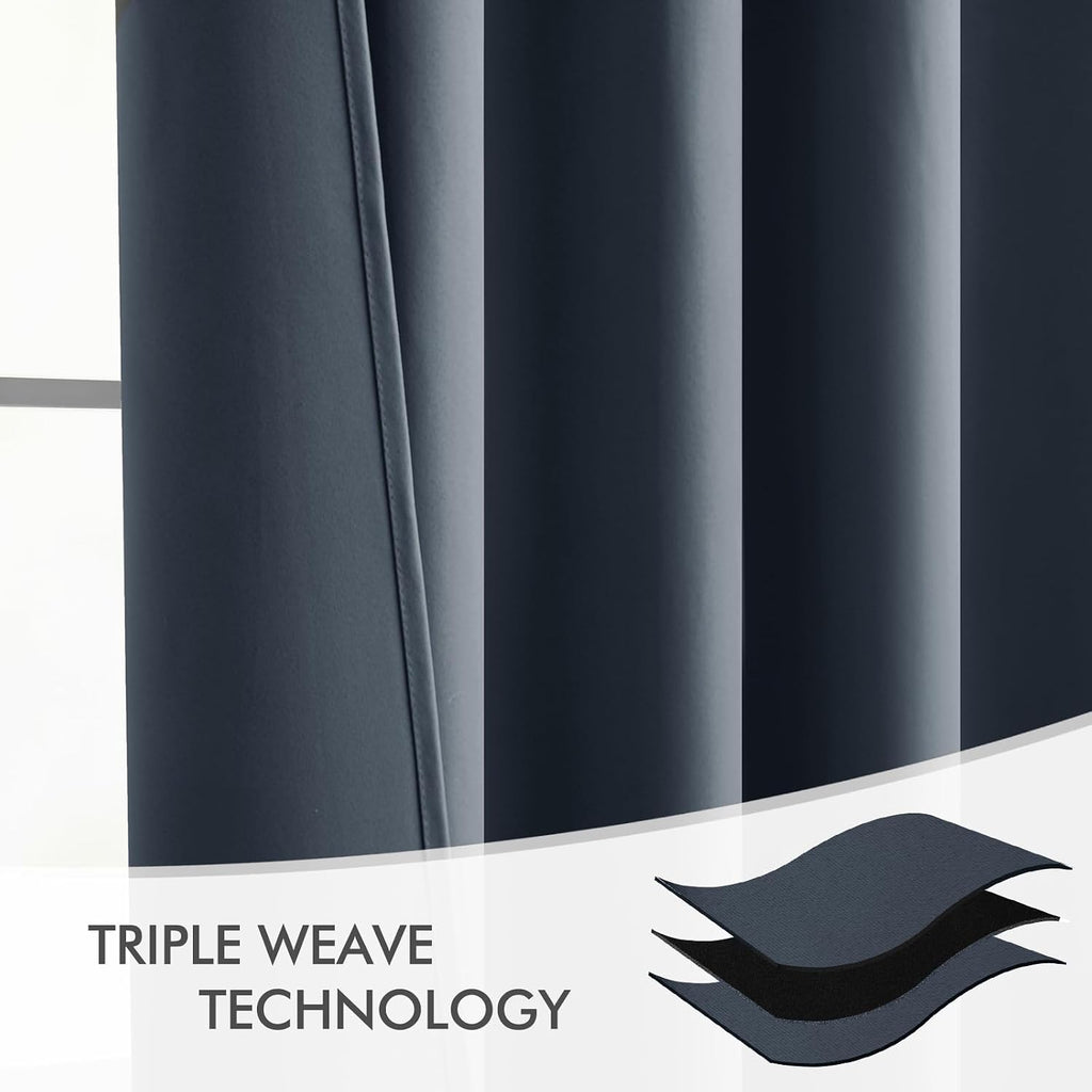 Miulee Stone Blue Back Tab Blackout Curtains 120 Inch Long 2 Panels Set for Bedroom, Rod Pocket/Pinch Pleated Extra Long Thermal Insulated…