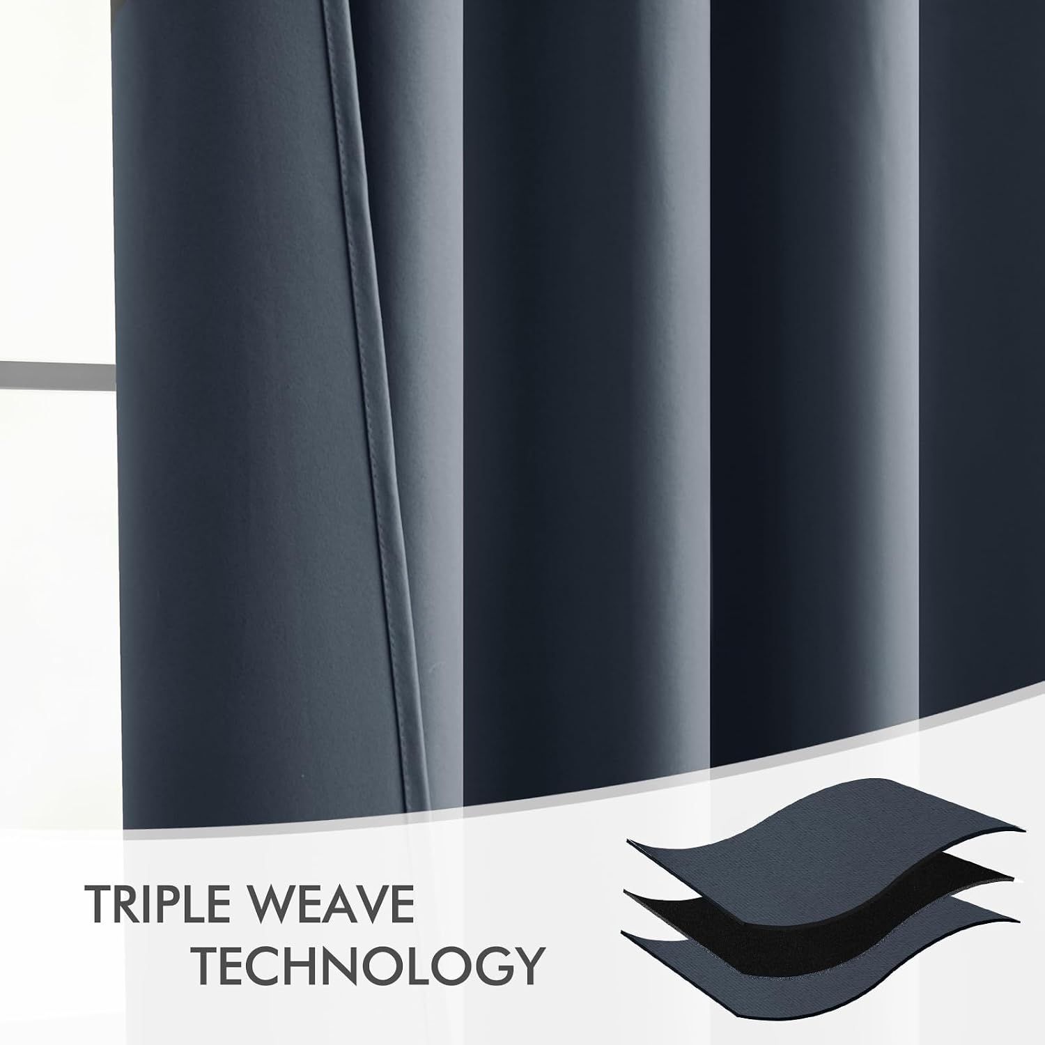 Miulee Stone Blue Back Tab Blackout Curtains 120 Inch Long 2 Panels Set for Bedroom, Rod Pocket/Pinch Pleated Extra Long Thermal Insulated…