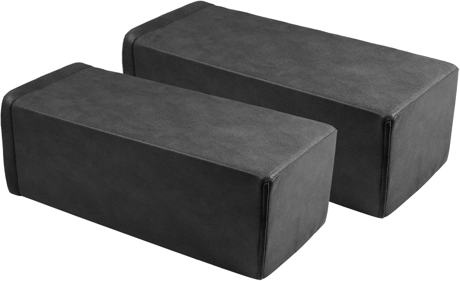 MMuteTouch 2 Pack Couch Arm Rest Pillow, 8''x8''x20'' Faux Leather Waterproof Cover, High Density Foam Armrest Cushion, Removable & Washabl…