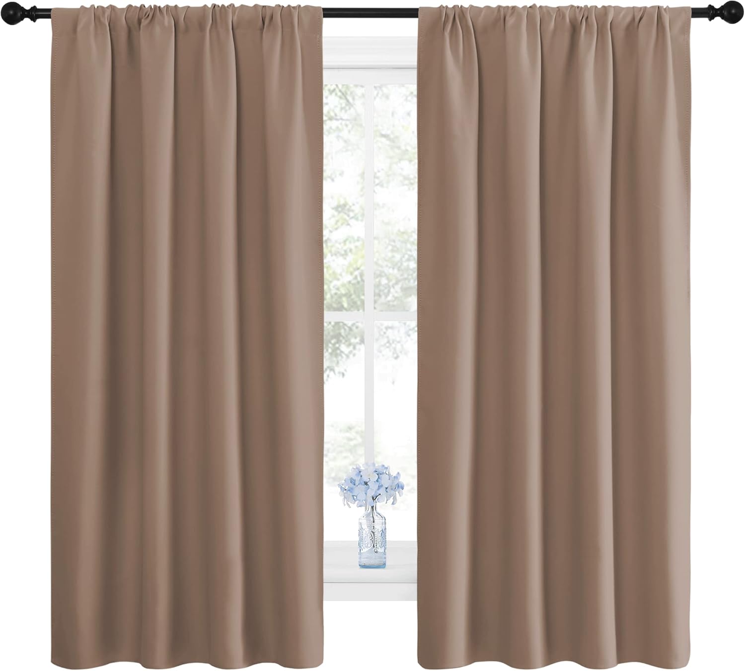 NICETOWN Kids Blackout Curtain Panels - Window Treatment Thermal Insulated Solid Rod Pocket Curtains/Drapes for Bedroom (Set of 2 Panels…