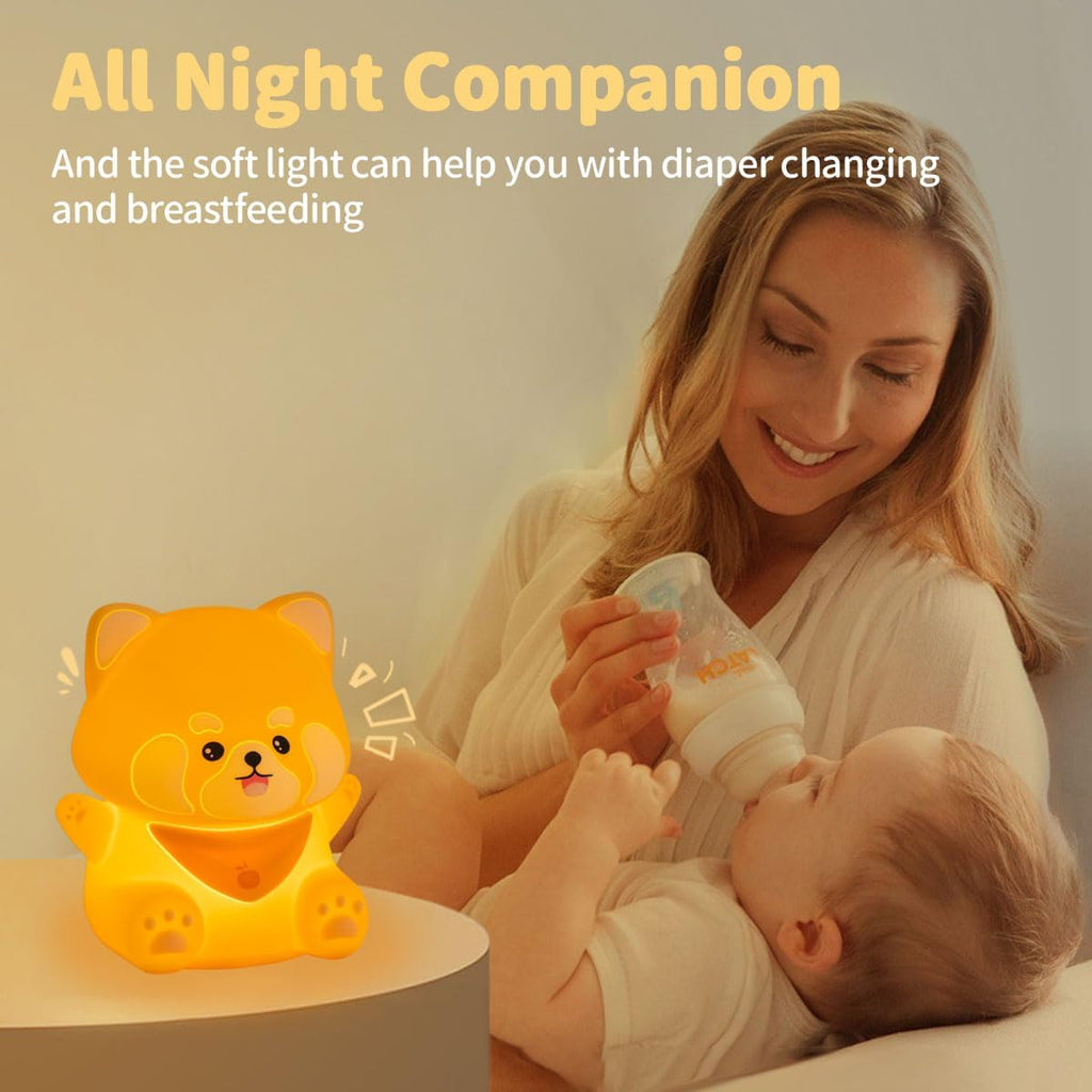 Rytinazzz Silicone Night Light for Kids, 50H Long Battery Red Panda Lamp, Cozy Gift Light for Kids, Soft Dimmable Bedside Light…