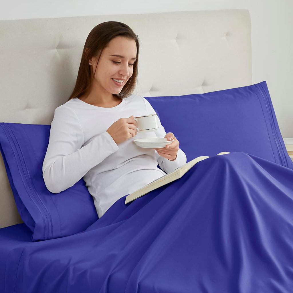 Nestl Microfiber King Pillow Cases Set of 2, 20x40 Inches, Royal Blue cotton Blue