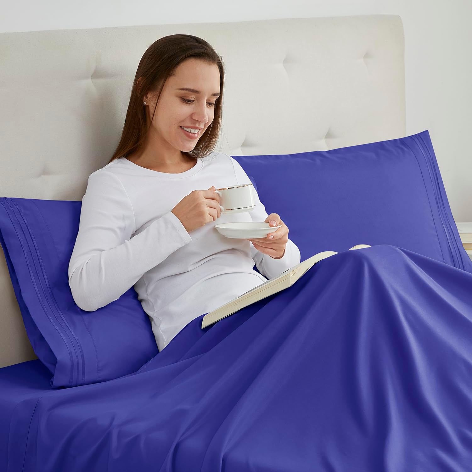 Nestl Microfiber King Pillow Cases Set of 2, 20x40 Inches, Royal Blue cotton Blue