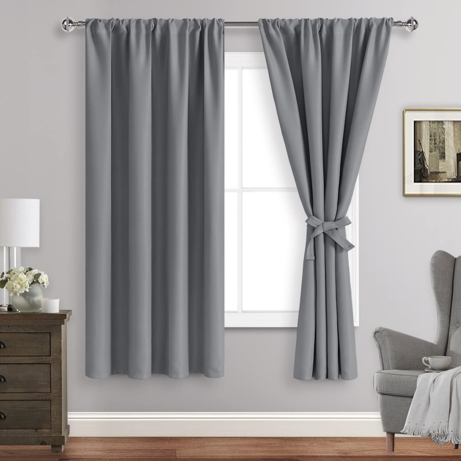 Jiuzhen Blackout Curtains for Bedroom/Living Room - Thermal Insulated Room Darkening Rod Pocket Curtains for Living Room, Set of 2 Panels w…