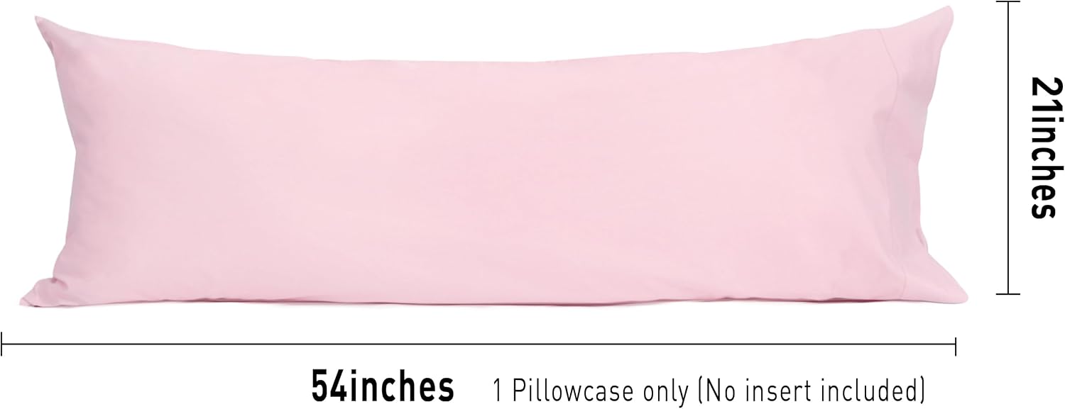 Sunflower Body Pillowcase 100% Cotton Long Pillow Cover/Case Envelope Closure 1 Pack, 20×54 inches Dark Pink, Soft and Breathable