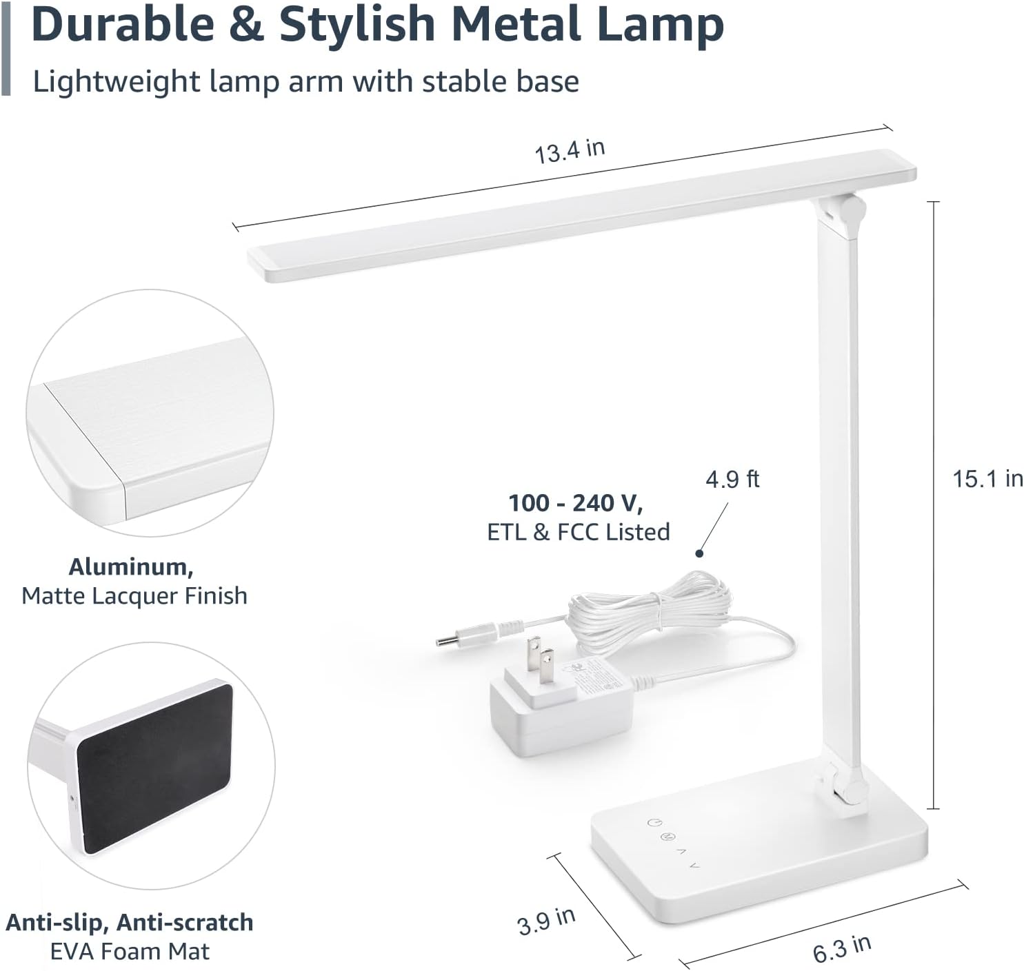Lepro LED Desk Lamp, Metal Desk Light 9.5W 800lm, Forbes Vetted Task Lamp, 5 Color Modes 5 Brightness Level, Dimmable Home Office Desktop L…