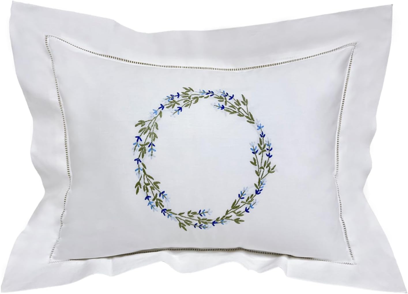Jacaranda Living Embroidered Boudoir Pillow Cover – Handcrafted Embroidery, Fine Italian Cotton, Decorative Pillow Accent for Bedroom &…