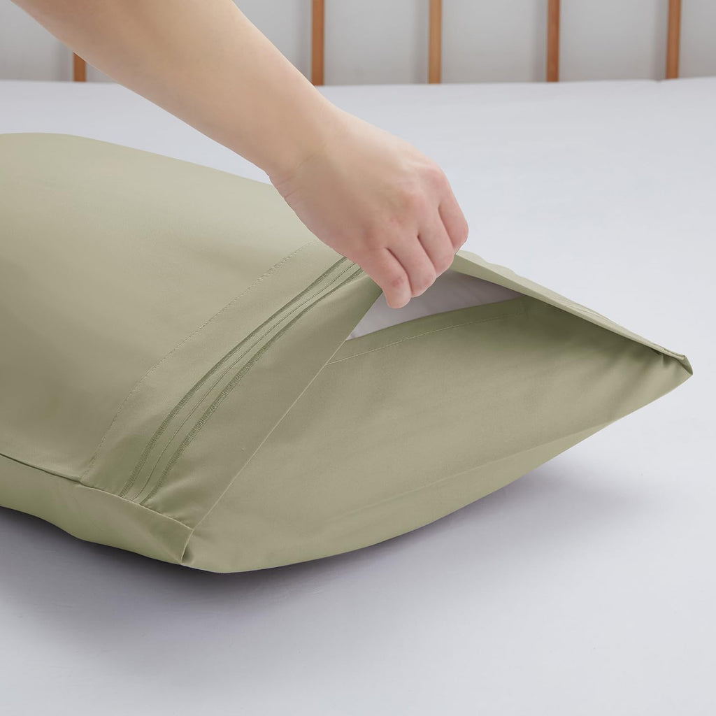 Nestl Sage Green King Pillow Cases 2 – Soft King Size Pillow Case, 1800 Brushed Microfiber Pillowcases, Envelope Closure Pillowcase, King P…