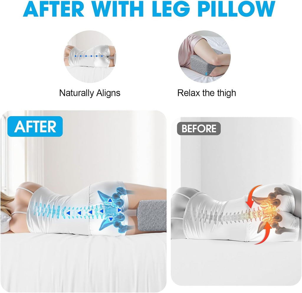 Knee Pillow for Side Sleepers with Cooling Gel, Memory Foam Elevation Pillow for Spine Aligning, Sciatica, Back, Hip, Knee, Ankle Pain…