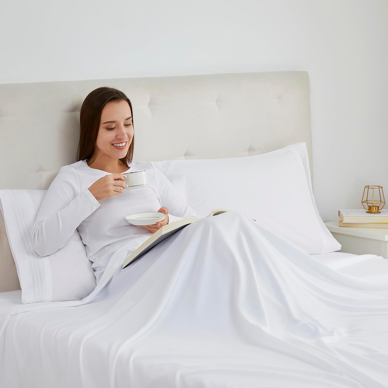 Nestl White King Pillow Cases 20x40 Inches, Soft Microfiber, Envelope Closure, King Size Set of 2 cotton White