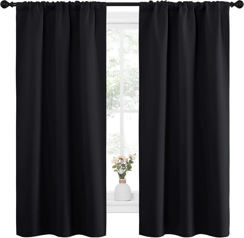 NICETOWN Black Out Curtain Panels for Kitchen - Energy Smart Decoration Thermal Insulating Blackout Drapes/Draperies for Small Window (2…