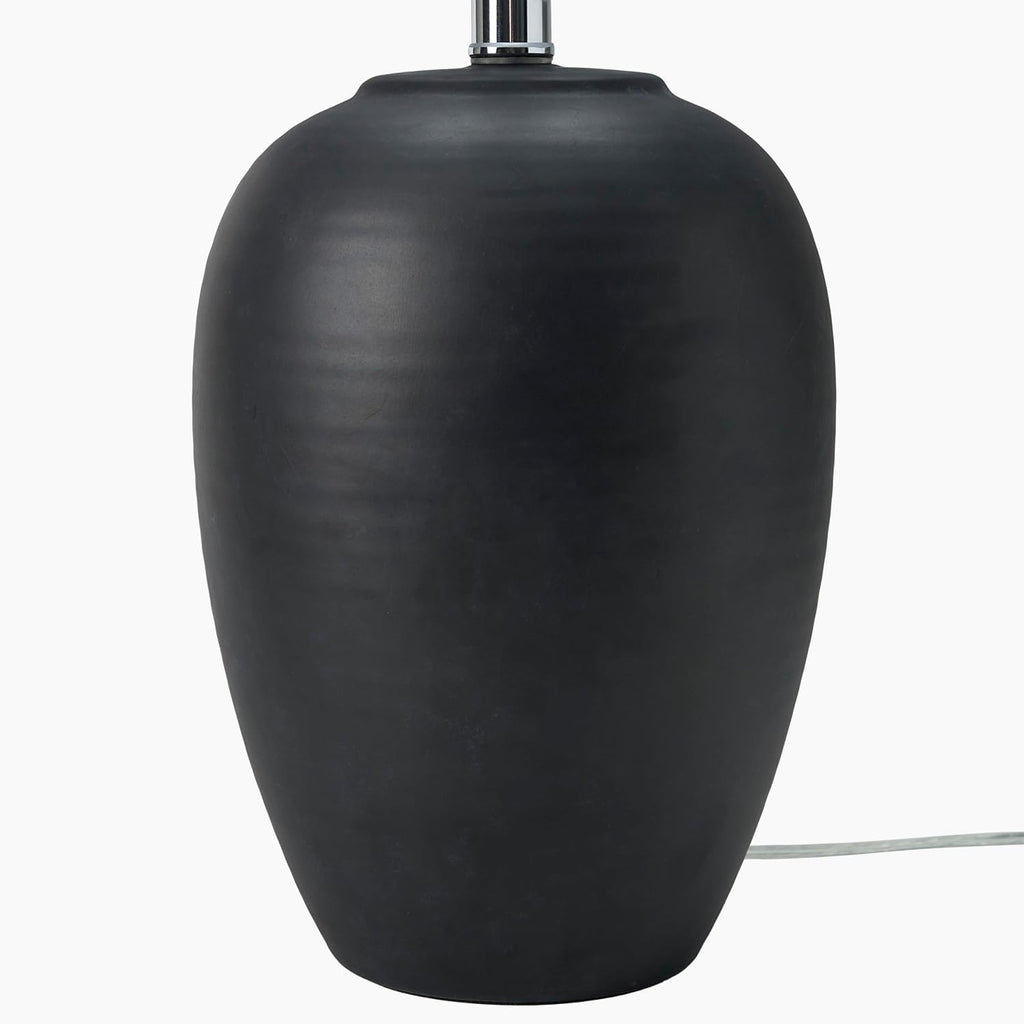 Nourison Home 23" Black Vintage Distressed Ceramic Pot Table Lamp for Bedroom, Living Room, End Table, with White Tapered Drum Shade