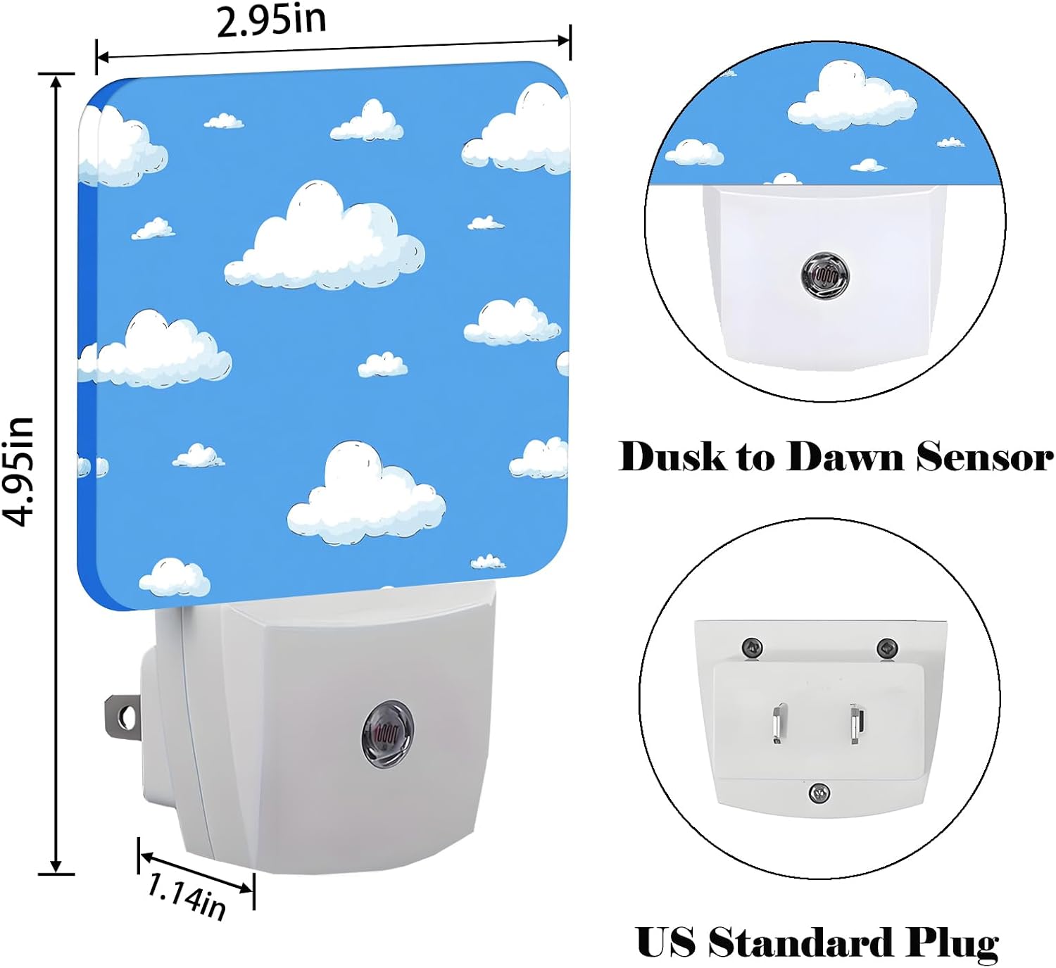 Clouds and Blue Sky Night Light, Plug-in Night Lights with Dusk-to-Dawn Sensor for Stairway, Hallway, Bedroom Sleep Friendly Ideal for…