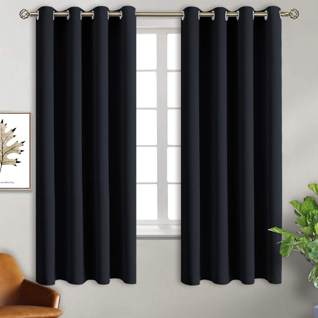 BGment Black Blackout Curtains for Bedroom 63 Inch Length 2 Panels Set, Room Darkening Light Blocking Thermal Insulated Grommet Window Drap…