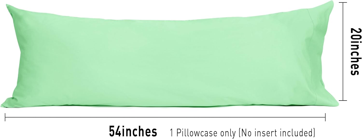Sunflower Body Pillowcase 100% Cotton Long Pillow Cover/Case Envelope Closure 1 Pack, 20×54 inches Green Ash, Soft and Breathable