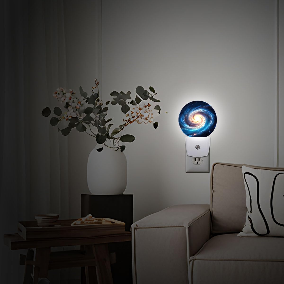 Nebula Galaxy Night Light Auto Sensor Led Dusk to Dawn Lamp Home Decor for Men Women