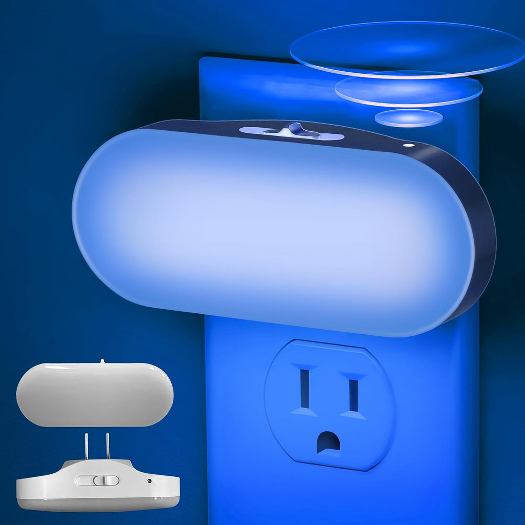 DORESshop Blue Night Light, Auto On/Off, 0-100 LM Adjustable Brightness, Dimmable Plug Into Wall Night Light for Kids Room, Bedroom…