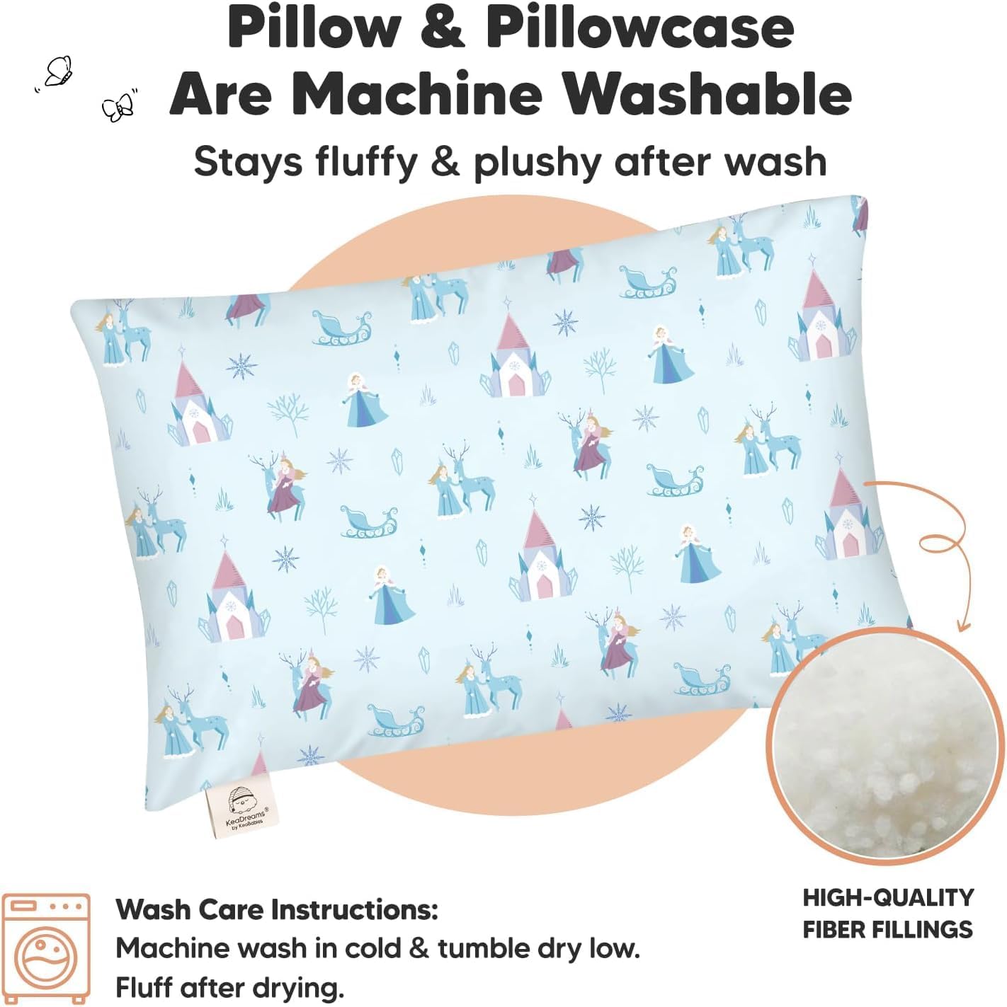 Toddler Pillow with Pillowcase - 13x18 My Little Dreamy Kids Travel Bed Pillows for Sleeping, Organic Cotton Small Pillowcase, Soft &…