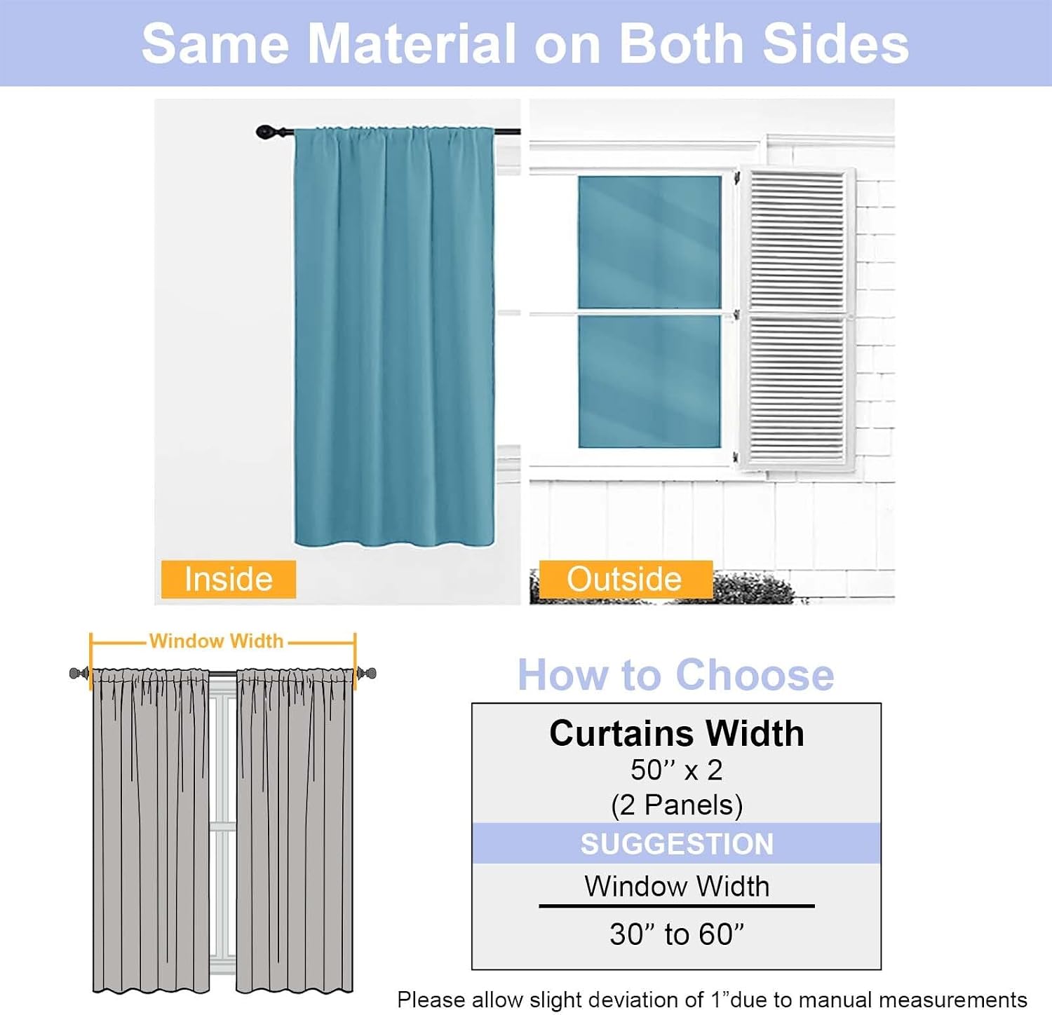 Simplebrand Ava Turquoise Blackout Curtains for Bedroom 96 Inches Long 2 Panels, Solid Thermal Insulated, Energy Saving Nursery Window Trea…