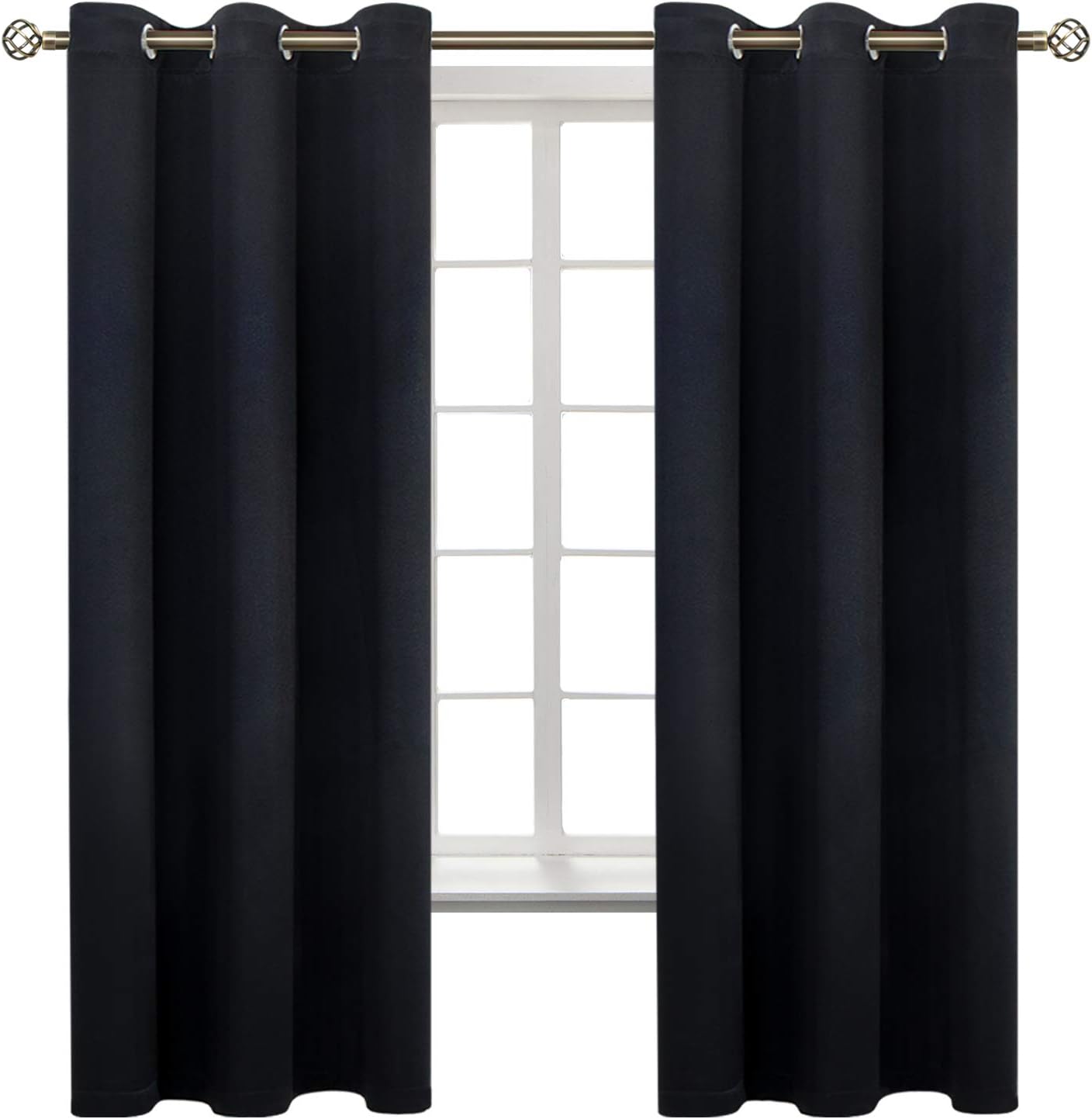 BGment Black Blackout Curtains for Bedroom 63 Inches Long, Black Out Room Darkening Light Blocking Thermal Insulated Grommet Window Drapes…