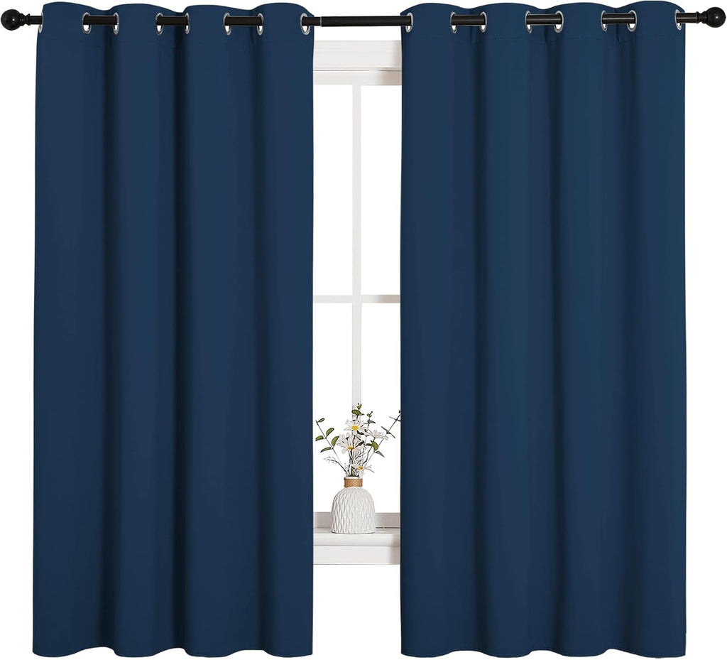 NICETOWN Bedroom Curtain Panels Blackout Draperies, Thermal Insulated Solid Grommet Blackout Curtains/Drapes (Moroccan Blue, 1 Pair, 55…